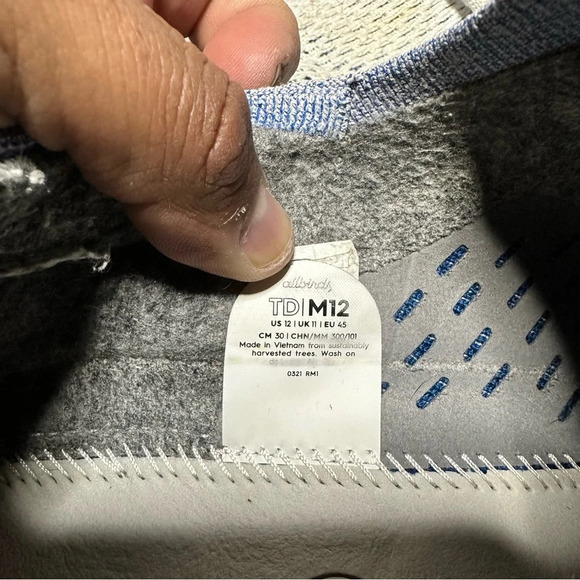 Allbirds Tree Dashers TD Running Shoes White & Blue Mens US Size 12 (270 Box 31) - Picture 8 of 9